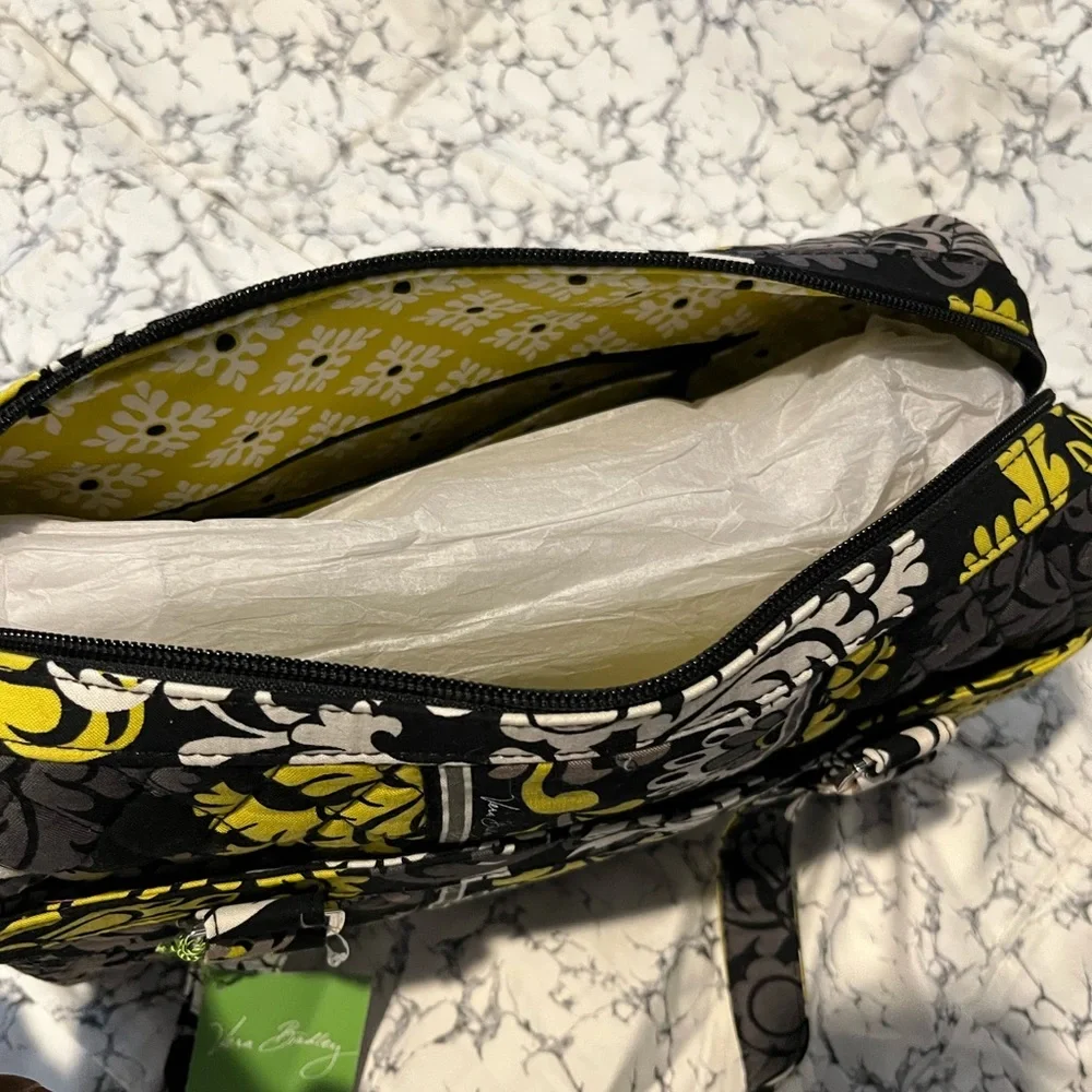 Vera Bradley Black, Yellow and White Floral Quilted Tote NWT